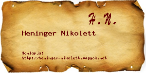 Heninger Nikolett névjegykártya
